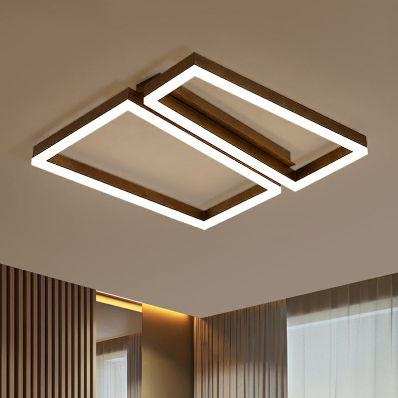 Trapezoid Metal LED Ceiling Mount Light Simple Coffee Finish Flushmount Lighting for Living Room Clearhalo 'Ceiling Lights' 'Close To Ceiling Lights' 'Close to ceiling' 'Flush mount' Lighting' 2336473