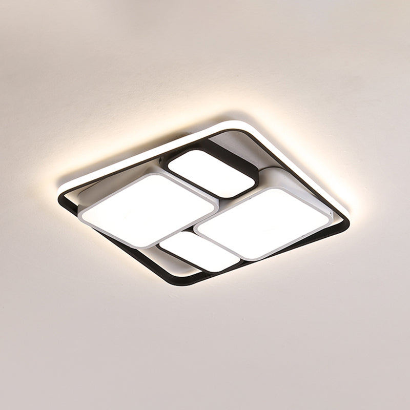 Rectangle Flush-Mount Light Fixture Modern Acrylic Black Ceiling Mount Light for Living Room Black 19.5" Clearhalo 'Ceiling Lights' 'Close To Ceiling Lights' 'Close to ceiling' 'Flush mount' Lighting' 2336524