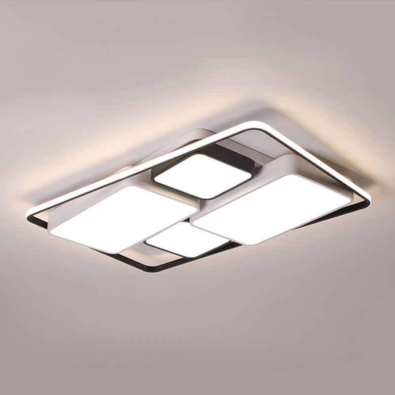 Rectangle Flush-Mount Light Fixture Modern Acrylic Black Ceiling Mount Light for Living Room Black 43" Clearhalo 'Ceiling Lights' 'Close To Ceiling Lights' 'Close to ceiling' 'Flush mount' Lighting' 2336525