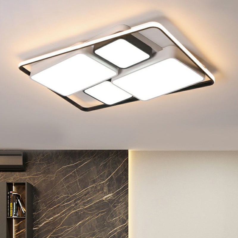 Rectangle Flush-Mount Light Fixture Modern Acrylic Black Ceiling Mount Light for Living Room Clearhalo 'Ceiling Lights' 'Close To Ceiling Lights' 'Close to ceiling' 'Flush mount' Lighting' 2336526