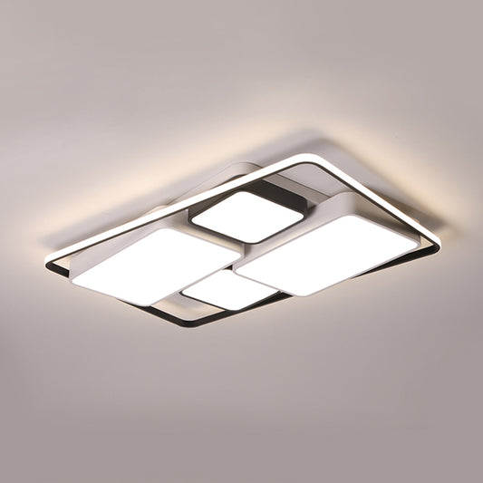 Rectangle Flush-Mount Light Fixture Modern Acrylic Black Ceiling Mount Light for Living Room Black 35.5" Clearhalo 'Ceiling Lights' 'Close To Ceiling Lights' 'Close to ceiling' 'Flush mount' Lighting' 2336527