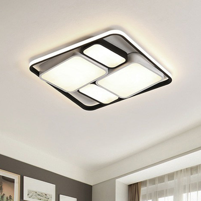 Rectangle Flush-Mount Light Fixture Modern Acrylic Black Ceiling Mount Light for Living Room Clearhalo 'Ceiling Lights' 'Close To Ceiling Lights' 'Close to ceiling' 'Flush mount' Lighting' 2336529