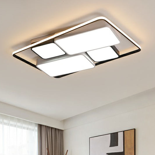 Rectangle Flush-Mount Light Fixture Modern Acrylic Black Ceiling Mount Light for Living Room Clearhalo 'Ceiling Lights' 'Close To Ceiling Lights' 'Close to ceiling' 'Flush mount' Lighting' 2336530