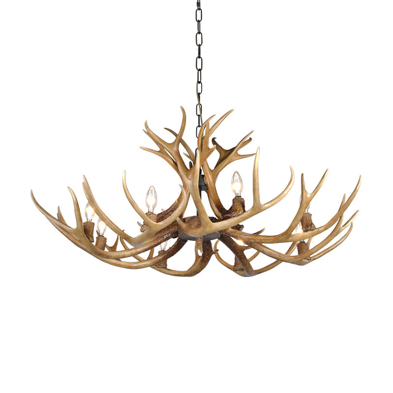 Traditional Candelabra Hanging Pendant 3/5/6 Lights Resin Ceiling Chandelier in Khaki for Living Room Clearhalo 'Ceiling Lights' 'Chandeliers' Lighting' options 233654