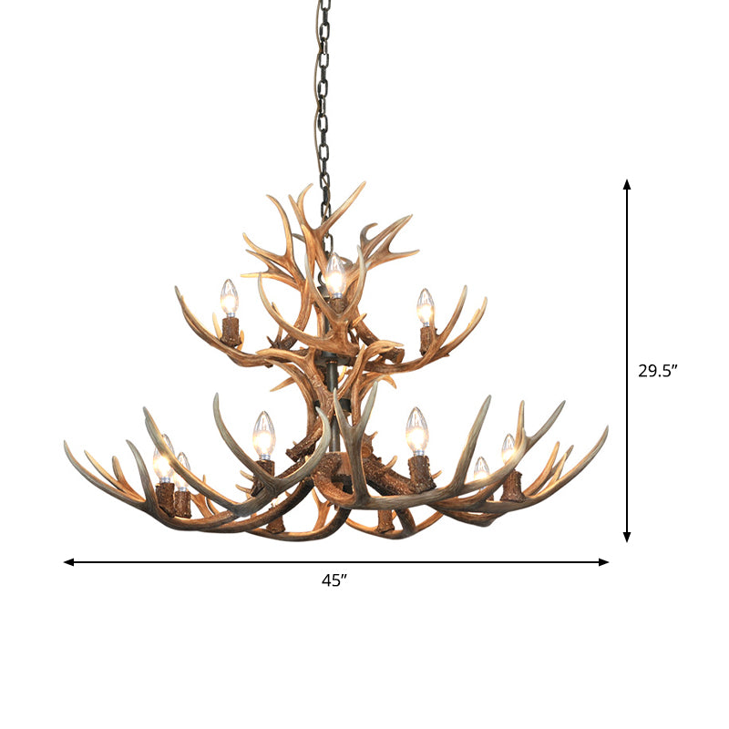 Traditional Candelabra Hanging Pendant 3/5/6 Lights Resin Ceiling Chandelier in Khaki for Living Room Clearhalo 'Ceiling Lights' 'Chandeliers' Lighting' options 233658