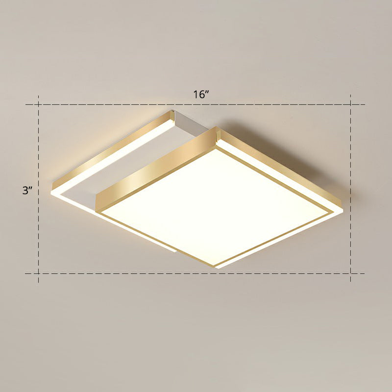 Rectangle Shaped Acrylic LED Ceiling Flush Minimalistic Gold Flush Mounted Light for Living Room Gold 16" Warm Clearhalo 'Ceiling Lights' 'Close To Ceiling Lights' 'Close to ceiling' 'Flush mount' Lighting' 2336597