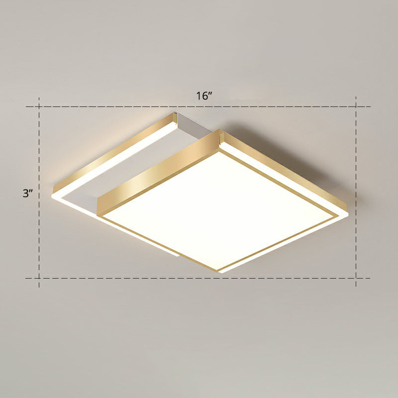 Rectangle Shaped Acrylic LED Ceiling Flush Minimalistic Gold Flush Mounted Light for Living Room Gold 16" Remote Control Stepless Dimming Clearhalo 'Ceiling Lights' 'Close To Ceiling Lights' 'Close to ceiling' 'Flush mount' Lighting' 2336598