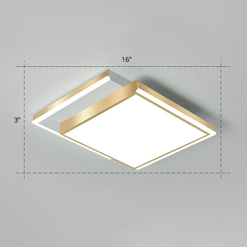 Rectangle Shaped Acrylic LED Ceiling Flush Minimalistic Gold Flush Mounted Light for Living Room Gold 16" White Clearhalo 'Ceiling Lights' 'Close To Ceiling Lights' 'Close to ceiling' 'Flush mount' Lighting' 2336600