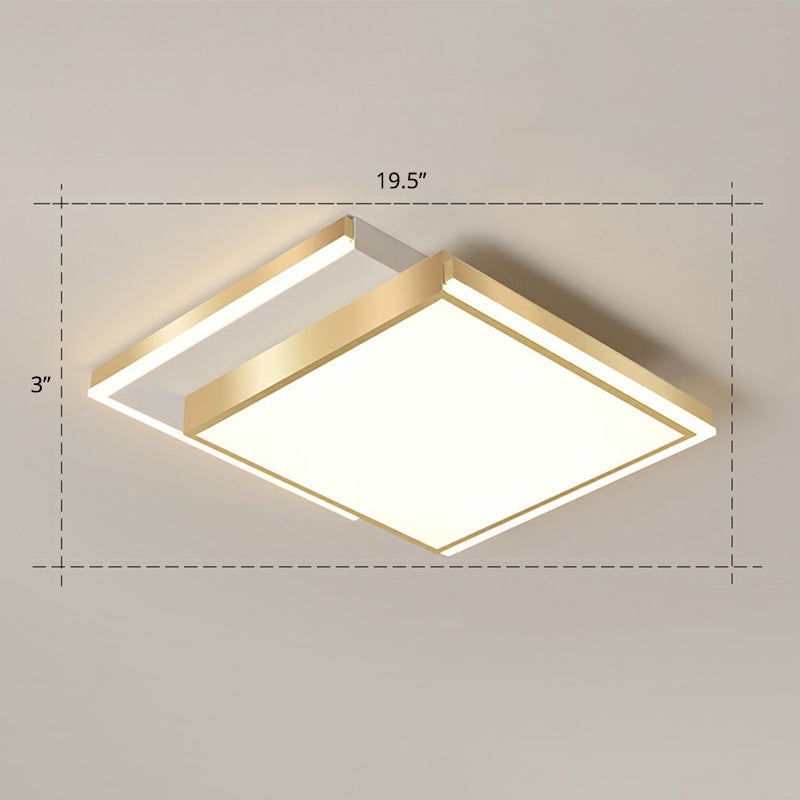 Rectangle Shaped Acrylic LED Ceiling Flush Minimalistic Gold Flush Mounted Light for Living Room Gold 19.5" Warm Clearhalo 'Ceiling Lights' 'Close To Ceiling Lights' 'Close to ceiling' 'Flush mount' Lighting' 2336603