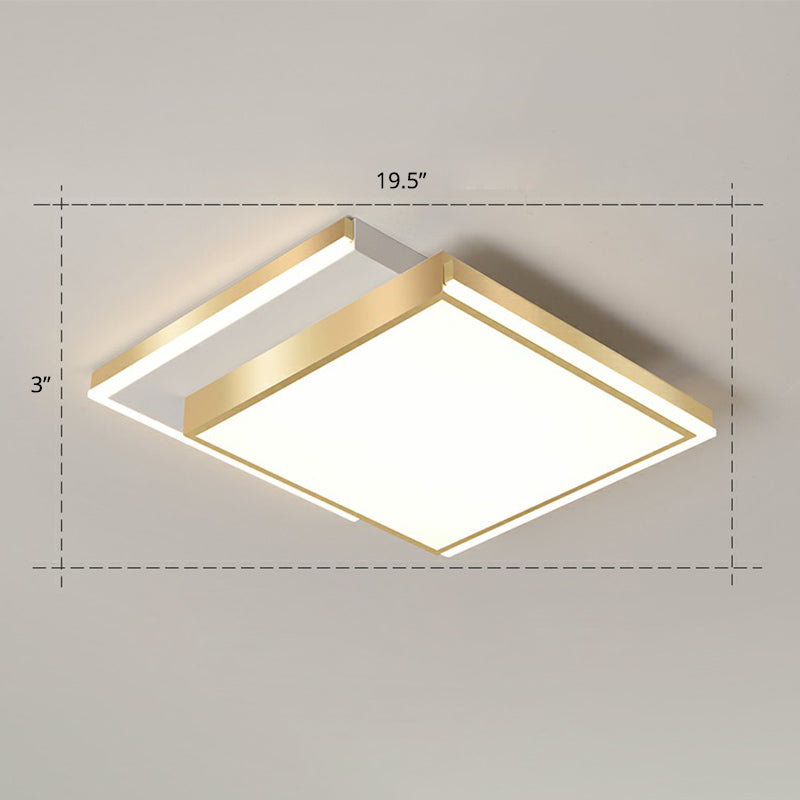 Rectangle Shaped Acrylic LED Ceiling Flush Minimalistic Gold Flush Mounted Light for Living Room Gold 19.5" Remote Control Stepless Dimming Clearhalo 'Ceiling Lights' 'Close To Ceiling Lights' 'Close to ceiling' 'Flush mount' Lighting' 2336605