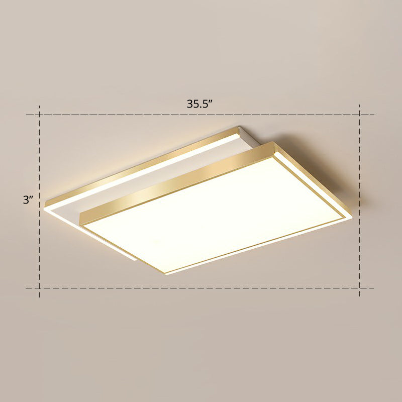 Rectangle Shaped Acrylic LED Ceiling Flush Minimalistic Gold Flush Mounted Light for Living Room Gold 35.5" Warm Clearhalo 'Ceiling Lights' 'Close To Ceiling Lights' 'Close to ceiling' 'Flush mount' Lighting' 2336607