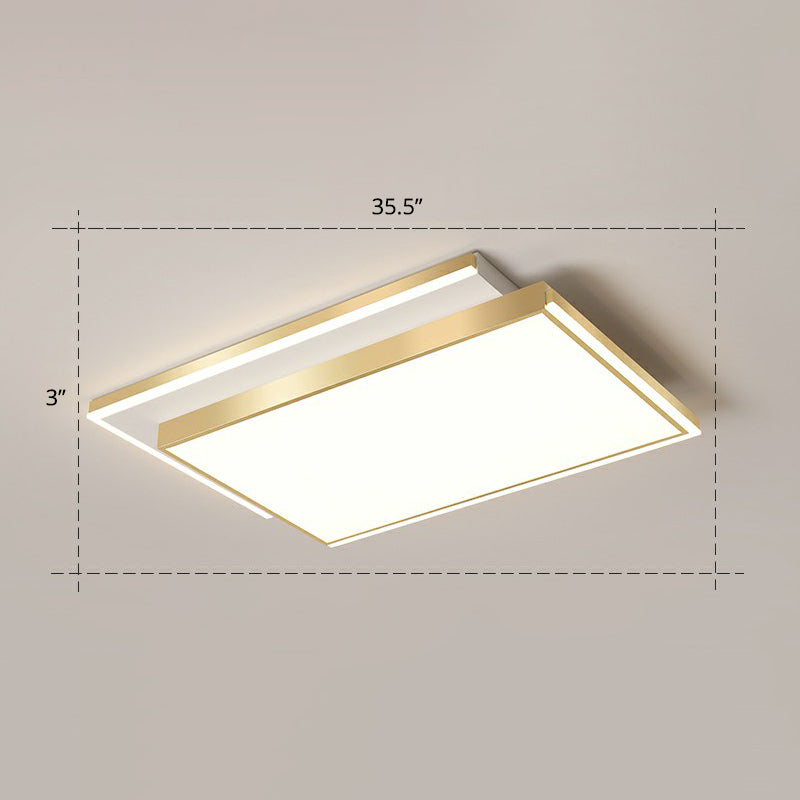 Rectangle Shaped Acrylic LED Ceiling Flush Minimalistic Gold Flush Mounted Light for Living Room Gold 35.5" Remote Control Stepless Dimming Clearhalo 'Ceiling Lights' 'Close To Ceiling Lights' 'Close to ceiling' 'Flush mount' Lighting' 2336608