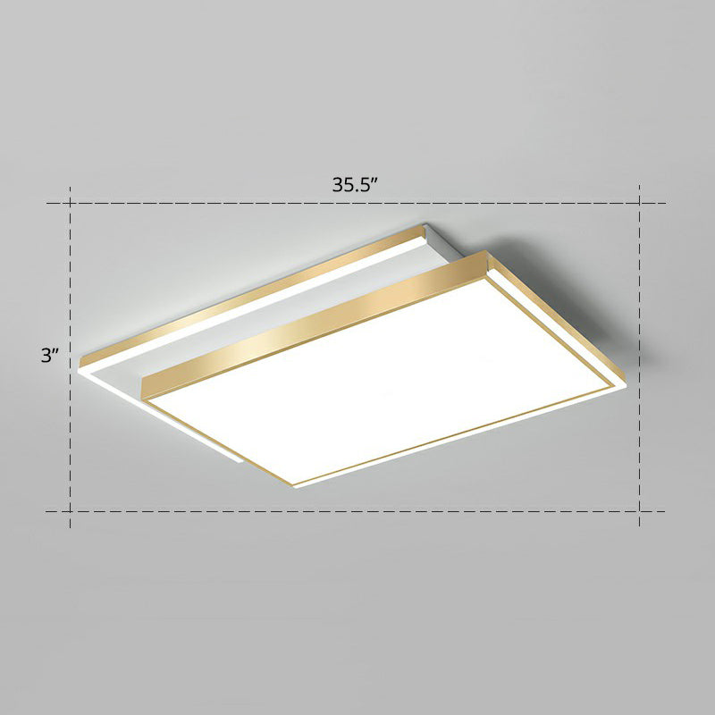 Rectangle Shaped Acrylic LED Ceiling Flush Minimalistic Gold Flush Mounted Light for Living Room Gold 35.5" White Clearhalo 'Ceiling Lights' 'Close To Ceiling Lights' 'Close to ceiling' 'Flush mount' Lighting' 2336609