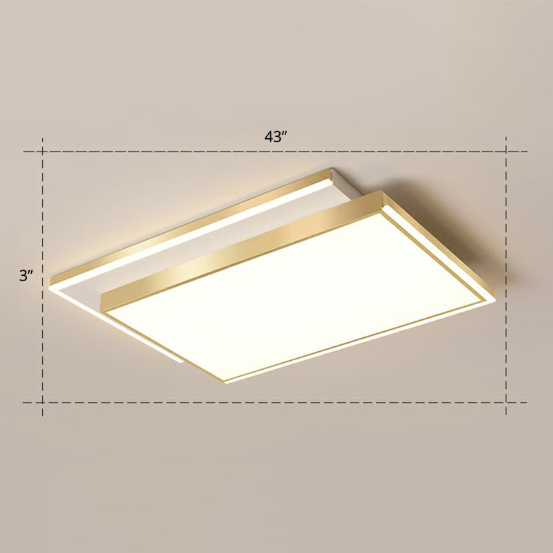 Rectangle Shaped Acrylic LED Ceiling Flush Minimalistic Gold Flush Mounted Light for Living Room Gold 43" Warm Clearhalo 'Ceiling Lights' 'Close To Ceiling Lights' 'Close to ceiling' 'Flush mount' Lighting' 2336610