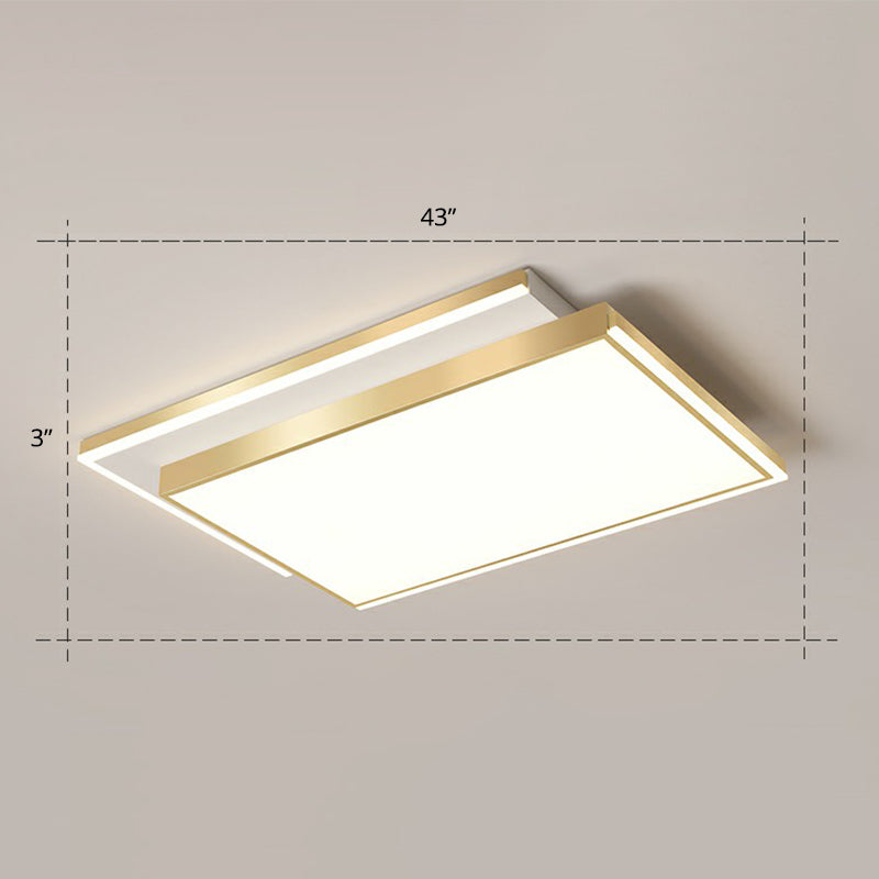 Rectangle Shaped Acrylic LED Ceiling Flush Minimalistic Gold Flush Mounted Light for Living Room Gold 43" Remote Control Stepless Dimming Clearhalo 'Ceiling Lights' 'Close To Ceiling Lights' 'Close to ceiling' 'Flush mount' Lighting' 2336611