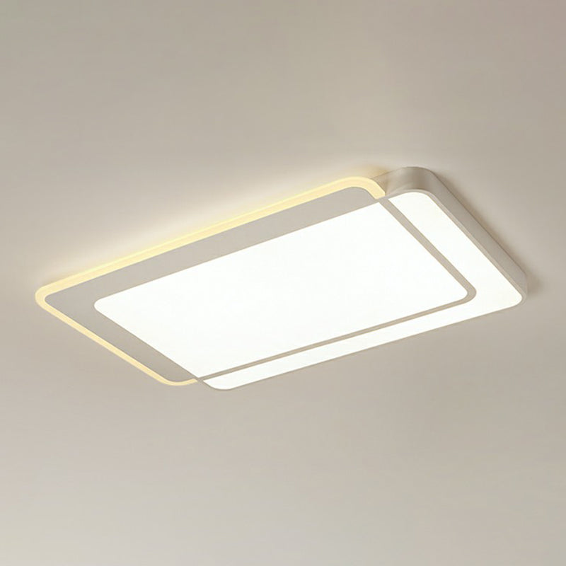 White Rectangular Flush Mount Led Light Minimalism Metal Ceiling Light with Acrylic Diffuser Clearhalo 'Ceiling Lights' 'Close To Ceiling Lights' 'Close to ceiling' 'Flush mount' Lighting' 2336615