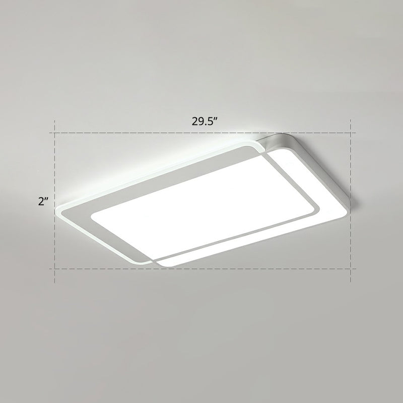 White Rectangular Flush Mount Led Light Minimalism Metal Ceiling Light with Acrylic Diffuser White 29.5" White Clearhalo 'Ceiling Lights' 'Close To Ceiling Lights' 'Close to ceiling' 'Flush mount' Lighting' 2336624