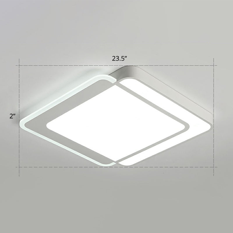 White Rectangular Flush Mount Led Light Minimalism Metal Ceiling Light with Acrylic Diffuser White 23.5" White Clearhalo 'Ceiling Lights' 'Close To Ceiling Lights' 'Close to ceiling' 'Flush mount' Lighting' 2336627