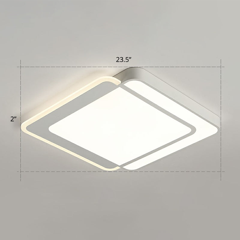 White Rectangular Flush Mount Led Light Minimalism Metal Ceiling Light with Acrylic Diffuser White 23.5" Remote Control Stepless Dimming Clearhalo 'Ceiling Lights' 'Close To Ceiling Lights' 'Close to ceiling' 'Flush mount' Lighting' 2336628