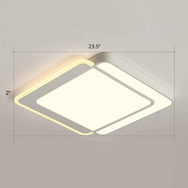 White Rectangular Flush Mount Led Light Minimalism Metal Ceiling Light with Acrylic Diffuser White 23.5" Warm Clearhalo 'Ceiling Lights' 'Close To Ceiling Lights' 'Close to ceiling' 'Flush mount' Lighting' 2336629