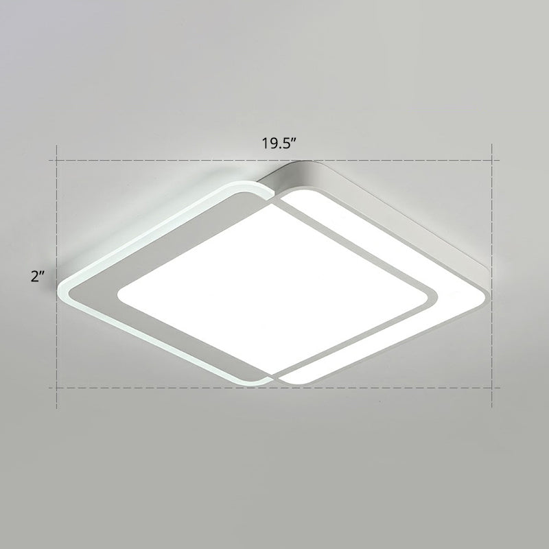 White Rectangular Flush Mount Led Light Minimalism Metal Ceiling Light with Acrylic Diffuser White 19.5" White Clearhalo 'Ceiling Lights' 'Close To Ceiling Lights' 'Close to ceiling' 'Flush mount' Lighting' 2336630