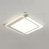 White Rectangular Flush Mount Led Light Minimalism Metal Ceiling Light with Acrylic Diffuser White 19.5" Remote Control Stepless Dimming Clearhalo 'Ceiling Lights' 'Close To Ceiling Lights' 'Close to ceiling' 'Flush mount' Lighting' 2336631