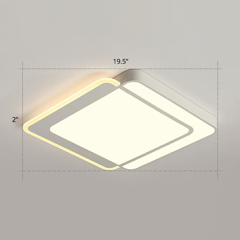 White Rectangular Flush Mount Led Light Minimalism Metal Ceiling Light with Acrylic Diffuser White 19.5" Warm Clearhalo 'Ceiling Lights' 'Close To Ceiling Lights' 'Close to ceiling' 'Flush mount' Lighting' 2336632