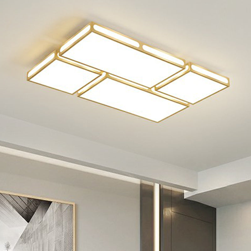 Gold Checked LED Flushmount Lighting Simplicity Acrylic Ceiling Flush Light for Living Room Clearhalo 'Ceiling Lights' 'Close To Ceiling Lights' 'Close to ceiling' 'Flush mount' Lighting' 2336633