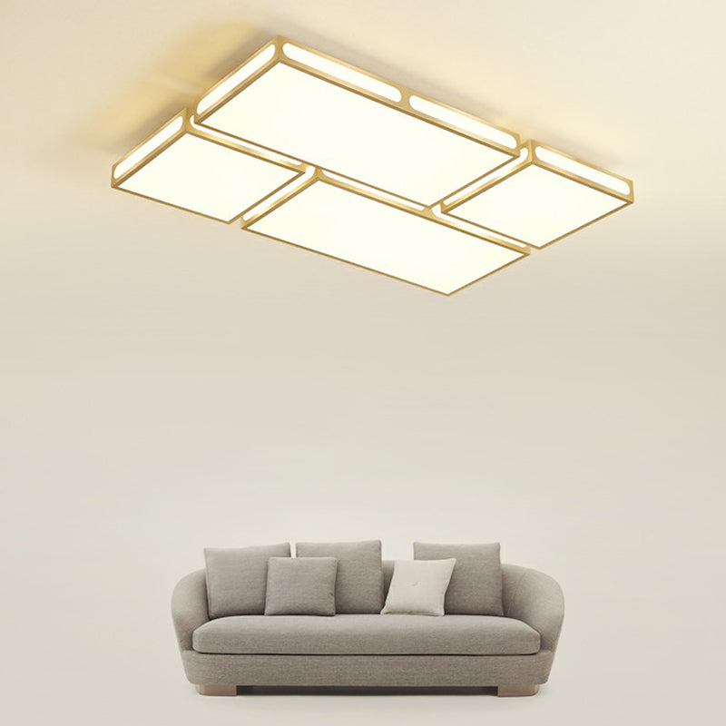 Gold Checked LED Flushmount Lighting Simplicity Acrylic Ceiling Flush Light for Living Room Clearhalo 'Ceiling Lights' 'Close To Ceiling Lights' 'Close to ceiling' 'Flush mount' Lighting' 2336635