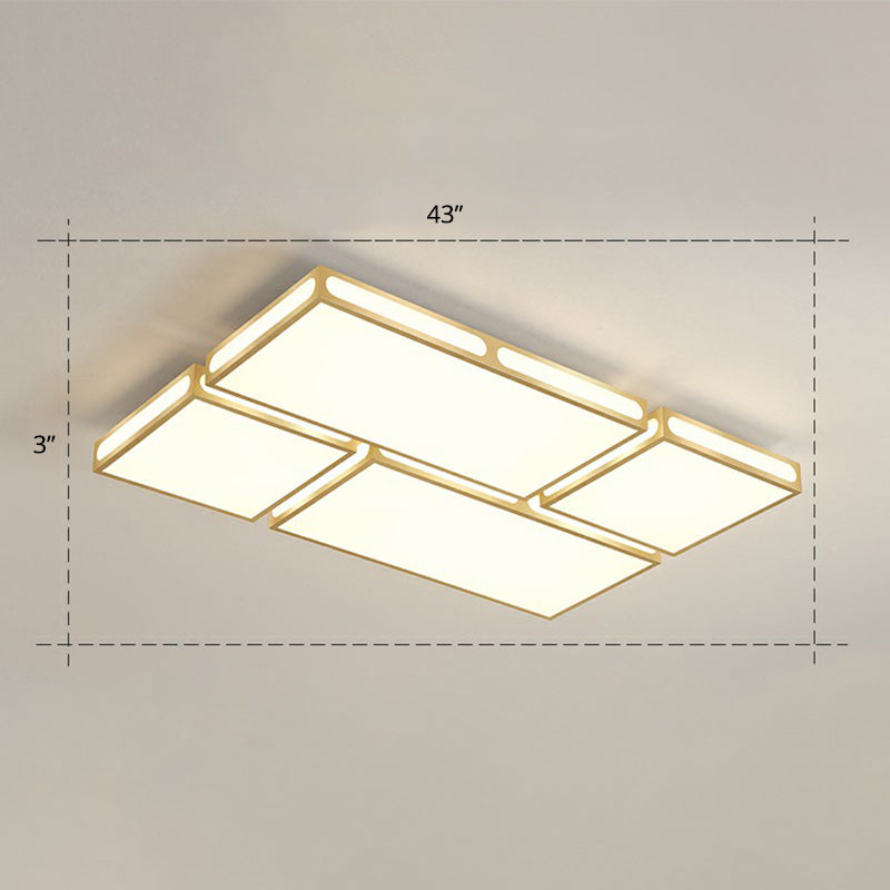 Gold Checked LED Flushmount Lighting Simplicity Acrylic Ceiling Flush Light for Living Room Gold 43" Remote Control Stepless Dimming Clearhalo 'Ceiling Lights' 'Close To Ceiling Lights' 'Close to ceiling' 'Flush mount' Lighting' 2336636