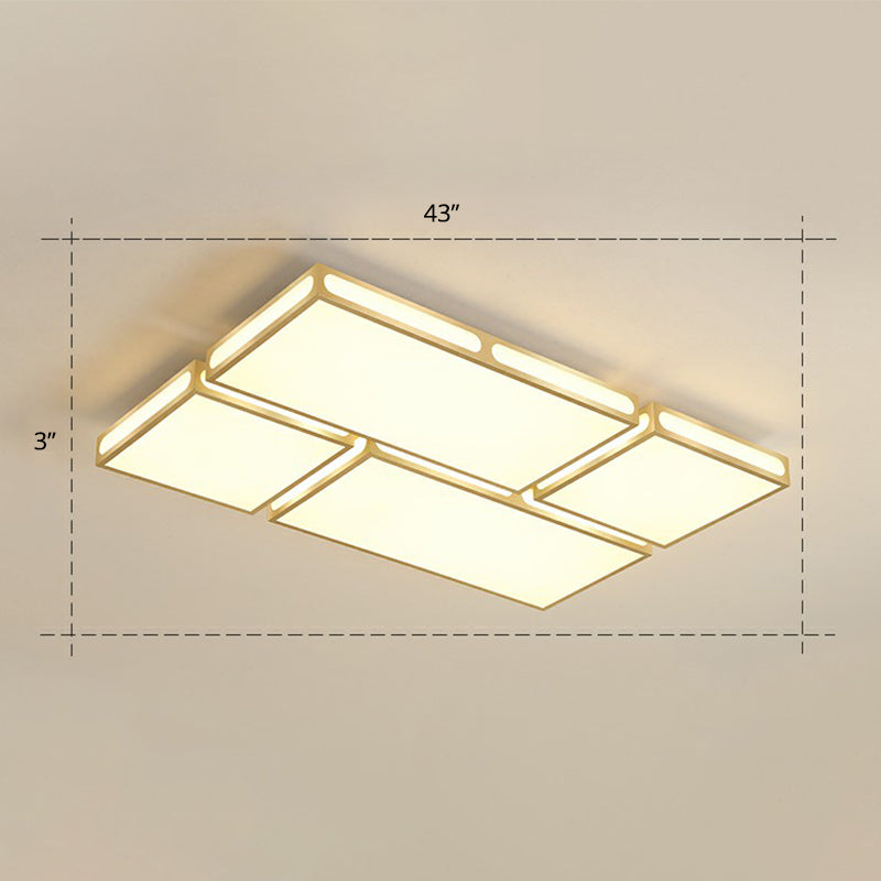 Gold Checked LED Flushmount Lighting Simplicity Acrylic Ceiling Flush Light for Living Room Gold 43" Warm Clearhalo 'Ceiling Lights' 'Close To Ceiling Lights' 'Close to ceiling' 'Flush mount' Lighting' 2336638