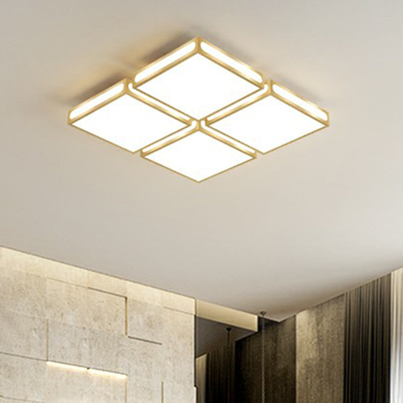 Gold Checked LED Flushmount Lighting Simplicity Acrylic Ceiling Flush Light for Living Room Clearhalo 'Ceiling Lights' 'Close To Ceiling Lights' 'Close to ceiling' 'Flush mount' Lighting' 2336639