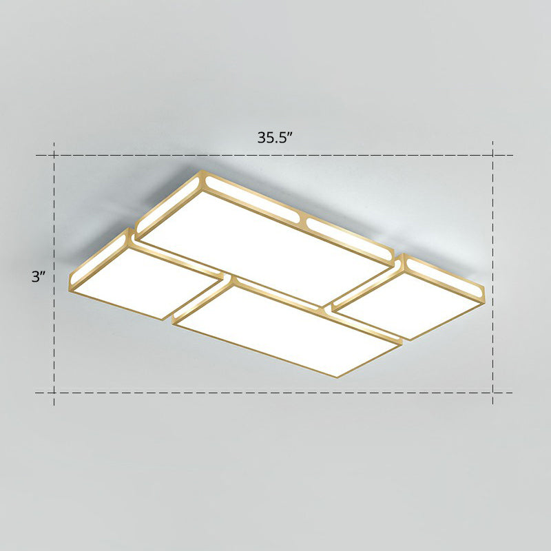 Gold Checked LED Flushmount Lighting Simplicity Acrylic Ceiling Flush Light for Living Room Gold 35.5" White Clearhalo 'Ceiling Lights' 'Close To Ceiling Lights' 'Close to ceiling' 'Flush mount' Lighting' 2336640