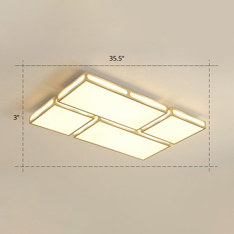 Gold Checked LED Flushmount Lighting Simplicity Acrylic Ceiling Flush Light for Living Room Gold 35.5" Warm Clearhalo 'Ceiling Lights' 'Close To Ceiling Lights' 'Close to ceiling' 'Flush mount' Lighting' 2336643