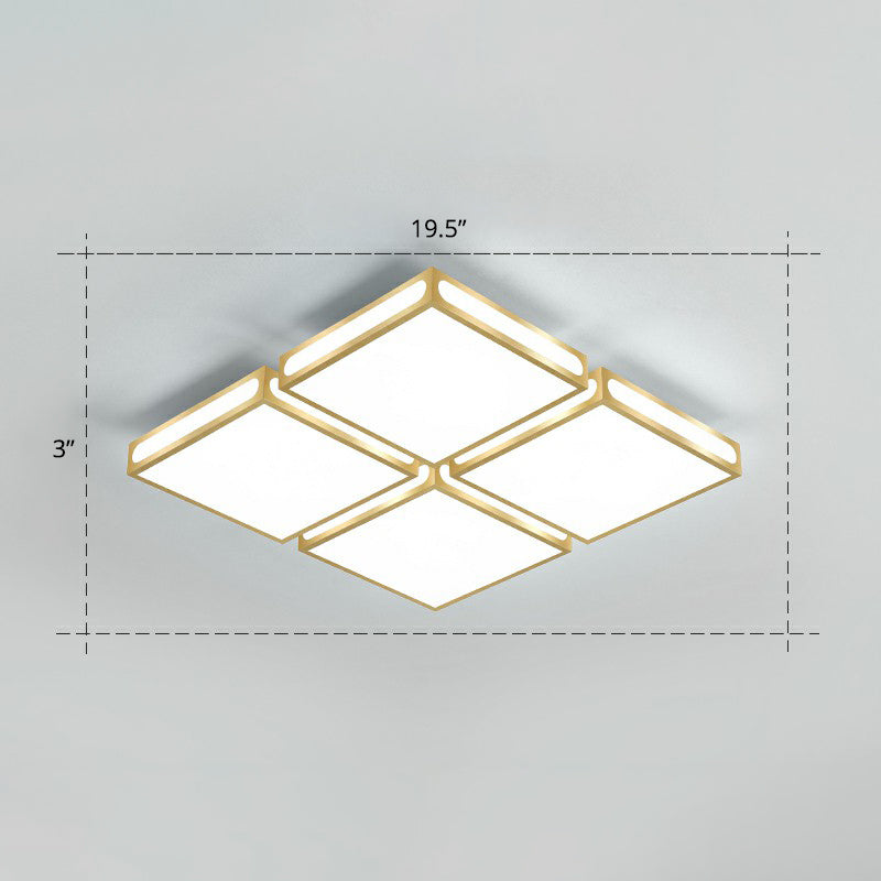 Gold Checked LED Flushmount Lighting Simplicity Acrylic Ceiling Flush Light for Living Room Gold 19.5" White Clearhalo 'Ceiling Lights' 'Close To Ceiling Lights' 'Close to ceiling' 'Flush mount' Lighting' 2336644