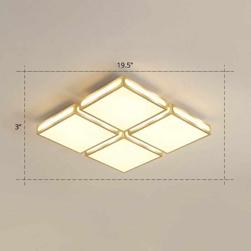 Gold Checked LED Flushmount Lighting Simplicity Acrylic Ceiling Flush Light for Living Room Gold 19.5" Warm Clearhalo 'Ceiling Lights' 'Close To Ceiling Lights' 'Close to ceiling' 'Flush mount' Lighting' 2336646