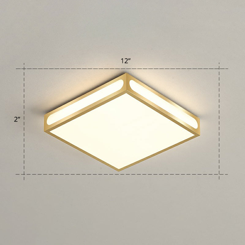 Gold Checked LED Flushmount Lighting Simplicity Acrylic Ceiling Flush Light for Living Room Gold 12" Remote Control Stepless Dimming Clearhalo 'Ceiling Lights' 'Close To Ceiling Lights' 'Close to ceiling' 'Flush mount' Lighting' 2336648