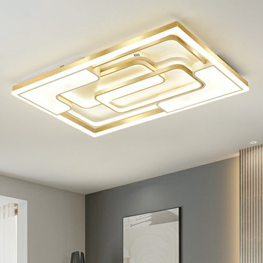 Metallic Frame Flush Mount Ceiling Light Modern Golden LED Flush Light for Living Room Clearhalo 'Ceiling Lights' 'Close To Ceiling Lights' 'Close to ceiling' 'Flush mount' Lighting' 2336650