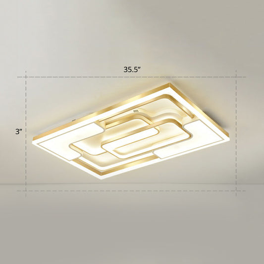 Metallic Frame Flush Mount Ceiling Light Modern Golden LED Flush Light for Living Room Gold 35.5" Warm Clearhalo 'Ceiling Lights' 'Close To Ceiling Lights' 'Close to ceiling' 'Flush mount' Lighting' 2336660