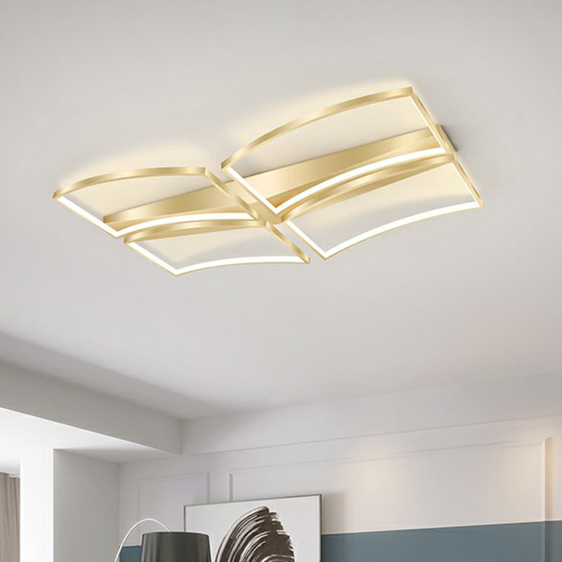 Minimalistic Curved Frame Flush Mount Fixture Metallic Living Room LED Ceiling Lighting Clearhalo 'Ceiling Lights' 'Close To Ceiling Lights' 'Close to ceiling' 'Flush mount' Lighting' 2336684