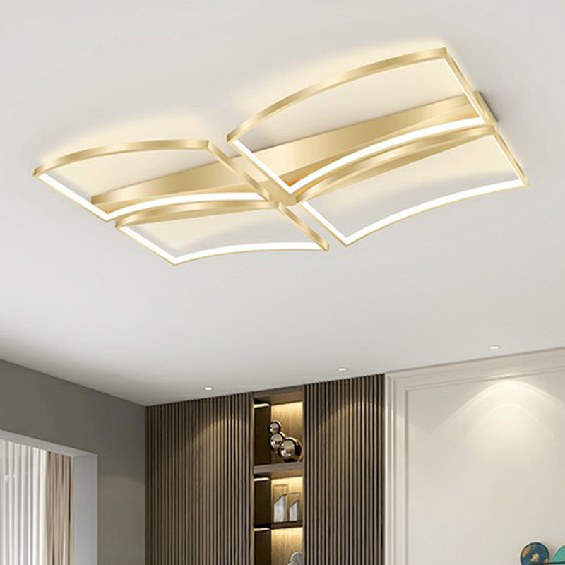 Minimalistic Curved Frame Flush Mount Fixture Metallic Living Room LED Ceiling Lighting Clearhalo 'Ceiling Lights' 'Close To Ceiling Lights' 'Close to ceiling' 'Flush mount' Lighting' 2336686