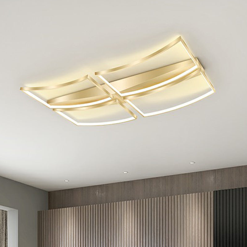 Minimalistic Curved Frame Flush Mount Fixture Metallic Living Room LED Ceiling Lighting Clearhalo 'Ceiling Lights' 'Close To Ceiling Lights' 'Close to ceiling' 'Flush mount' Lighting' 2336689