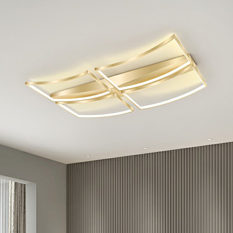 Minimalistic Curved Frame Flush Mount Fixture Metallic Living Room LED Ceiling Lighting Clearhalo 'Ceiling Lights' 'Close To Ceiling Lights' 'Close to ceiling' 'Flush mount' Lighting' 2336690