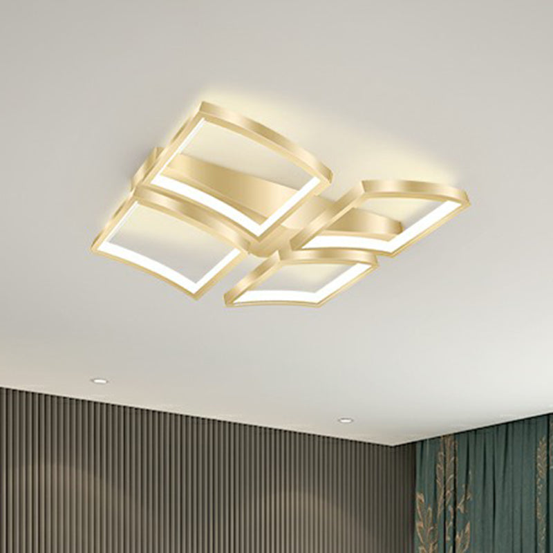 Minimalistic Curved Frame Flush Mount Fixture Metallic Living Room LED Ceiling Lighting Clearhalo 'Ceiling Lights' 'Close To Ceiling Lights' 'Close to ceiling' 'Flush mount' Lighting' 2336692