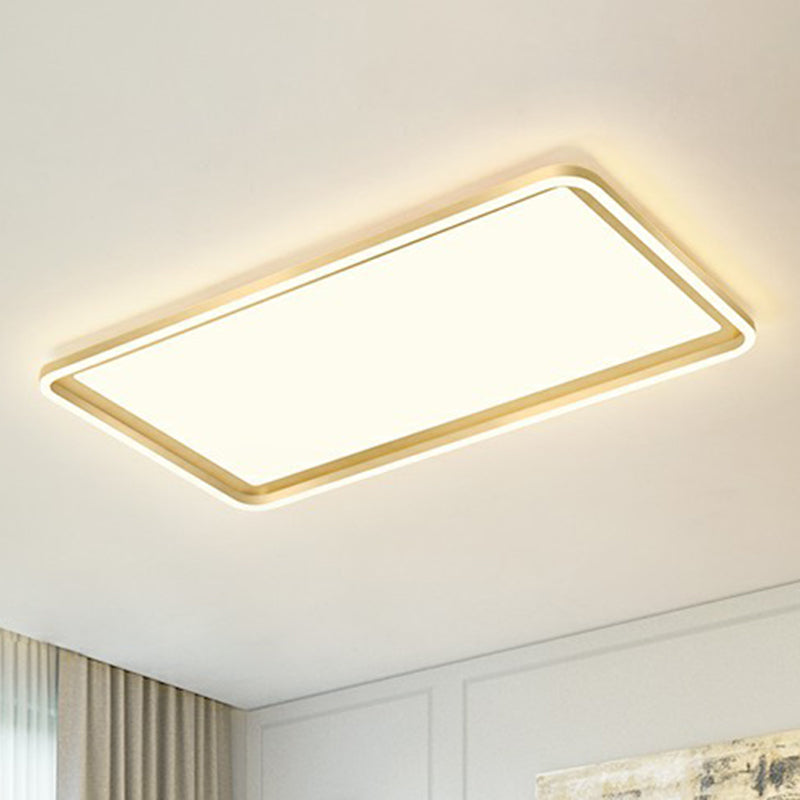 Rectangle Sitting Room Ceiling Light Acrylic Minimalistic LED Flush Mount Fixture in Gold Clearhalo 'Ceiling Lights' 'Close To Ceiling Lights' 'Close to ceiling' 'Flush mount' Lighting' 2336701