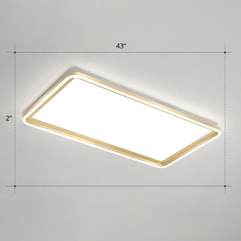 Rectangle Sitting Room Ceiling Light Acrylic Minimalistic LED Flush Mount Fixture in Gold Gold 43" White Clearhalo 'Ceiling Lights' 'Close To Ceiling Lights' 'Close to ceiling' 'Flush mount' Lighting' 2336702