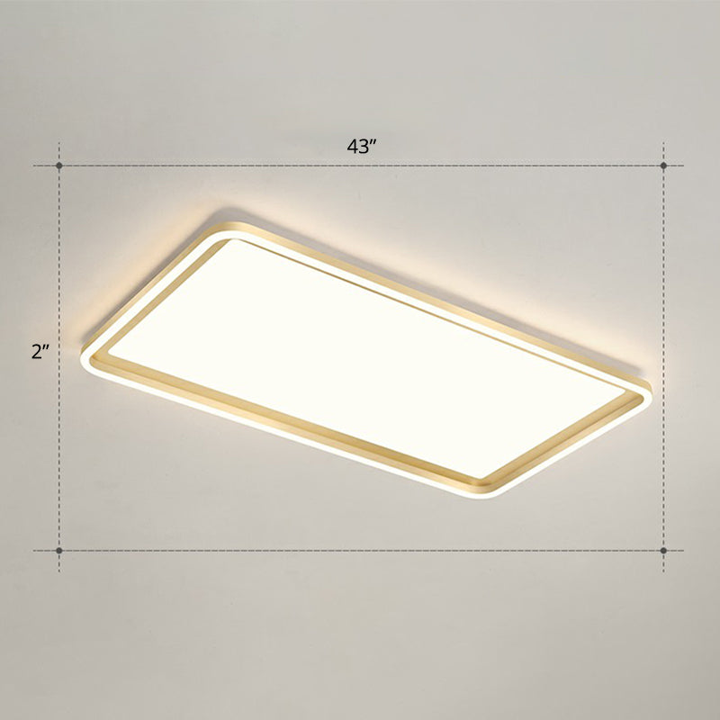 Rectangle Sitting Room Ceiling Light Acrylic Minimalistic LED Flush Mount Fixture in Gold Gold 43" Remote Control Stepless Dimming Clearhalo 'Ceiling Lights' 'Close To Ceiling Lights' 'Close to ceiling' 'Flush mount' Lighting' 2336703