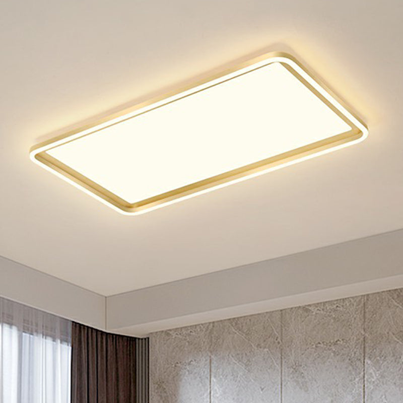 Rectangle Sitting Room Ceiling Light Acrylic Minimalistic LED Flush Mount Fixture in Gold Clearhalo 'Ceiling Lights' 'Close To Ceiling Lights' 'Close to ceiling' 'Flush mount' Lighting' 2336704