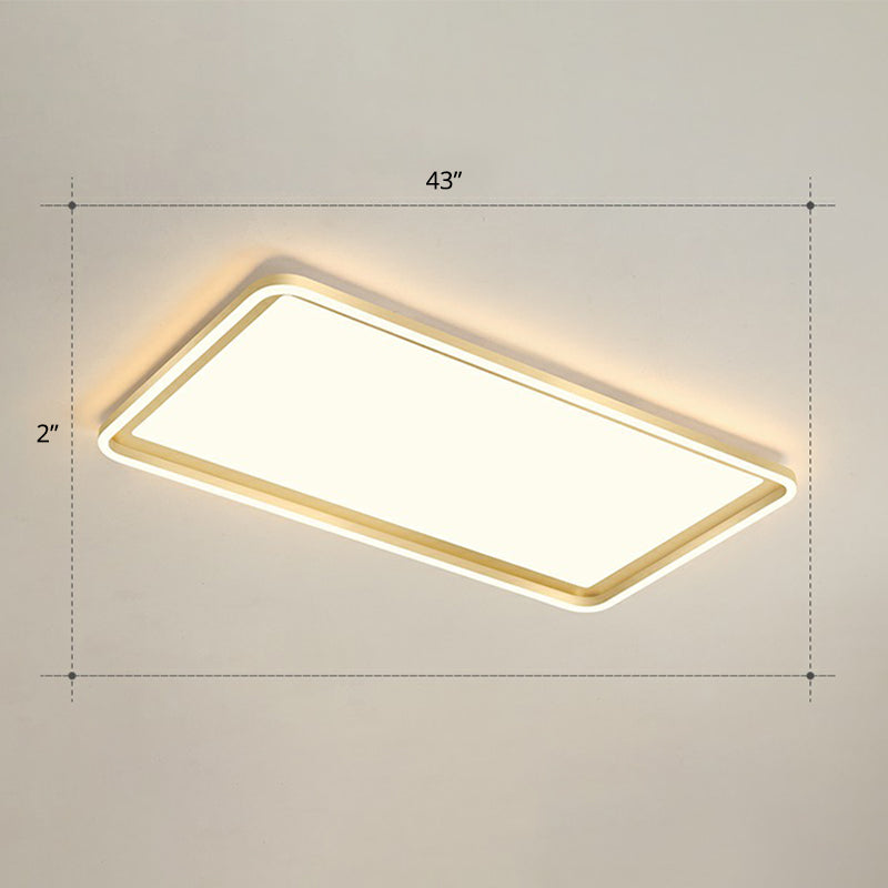 Rectangle Sitting Room Ceiling Light Acrylic Minimalistic LED Flush Mount Fixture in Gold Gold 43" Warm Clearhalo 'Ceiling Lights' 'Close To Ceiling Lights' 'Close to ceiling' 'Flush mount' Lighting' 2336705