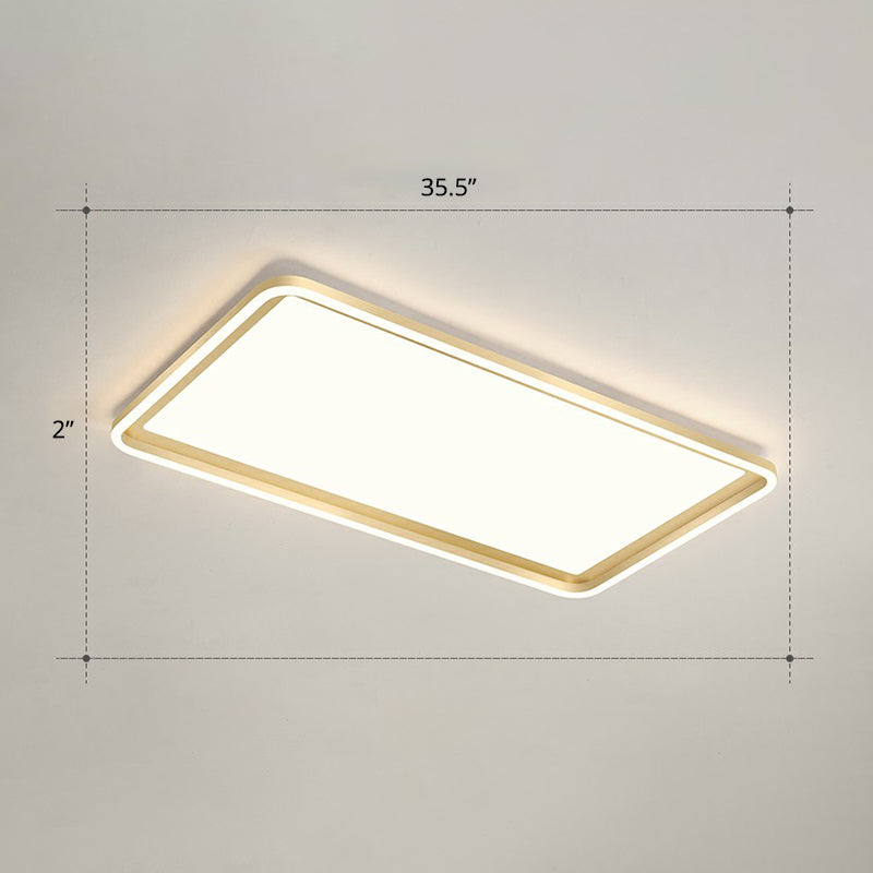 Rectangle Sitting Room Ceiling Light Acrylic Minimalistic LED Flush Mount Fixture in Gold Gold 35.5" Remote Control Stepless Dimming Clearhalo 'Ceiling Lights' 'Close To Ceiling Lights' 'Close to ceiling' 'Flush mount' Lighting' 2336709